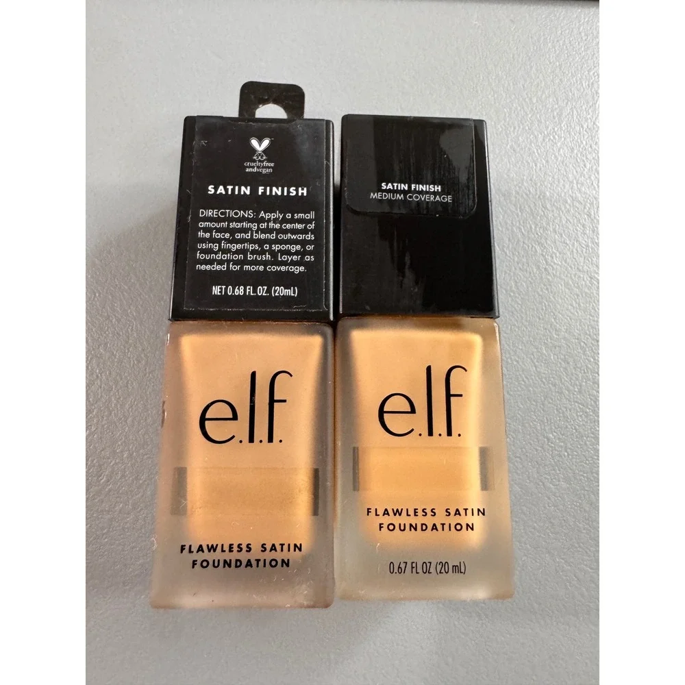 e.l.f. Flawless Satin Foundation 340 Almond Good Medium Coverage Neutral 2pk